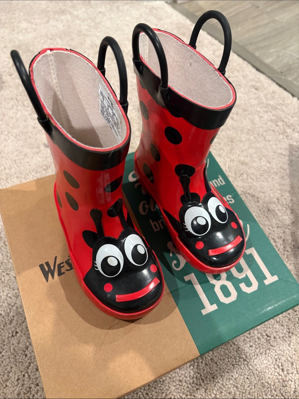 Kids Red Ladybug Rain Boots